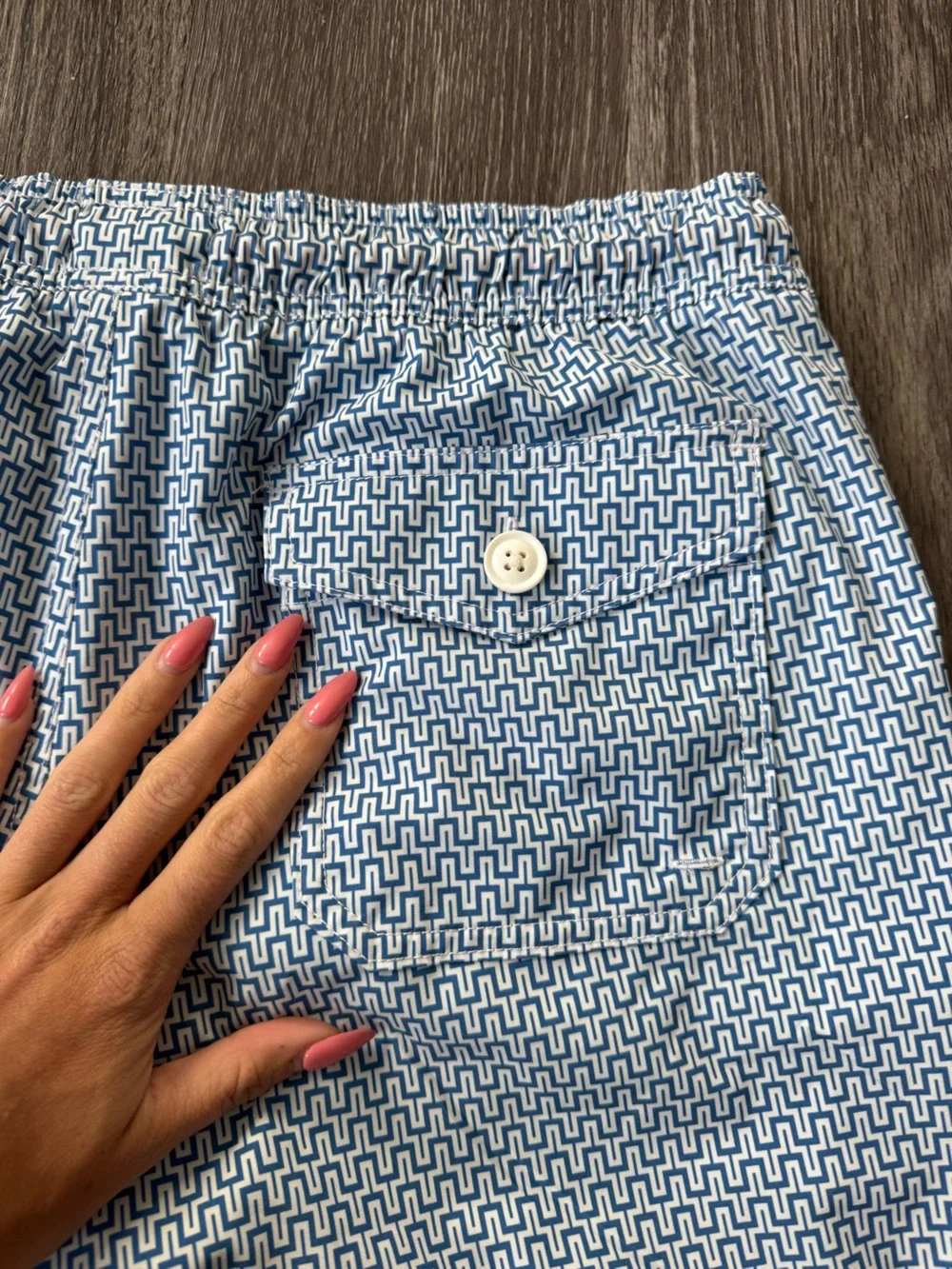 Men's J. Crew Blue & Orange Patterned Swimtrunks